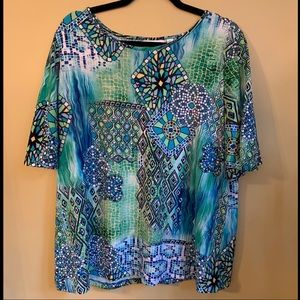 Mosaic Print Blouse by Susan Graver. XL.